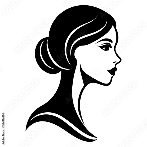 elegant woman face outline logo 
