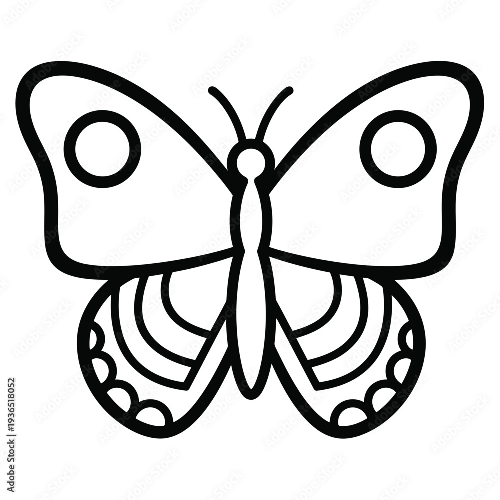 Obraz premium Cute Butterfly Coloring Page | Simple Butterfly Outline Coloring Page for Kids
