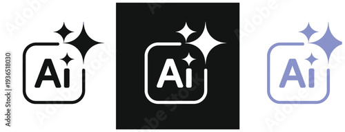 Adobe Illustrator AI logo icon in black and white with sparkling effect