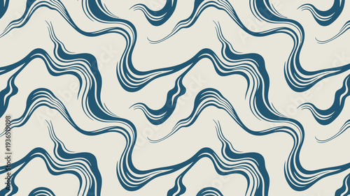 An abstract background features flowing curved lines in a deep teal color against a soft creamy beige backdrop creating a dynamic pattern high quality professional detailed