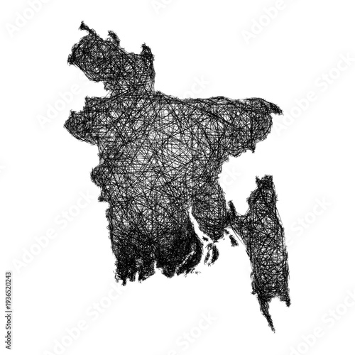 Sketch Bangladesh outline map design