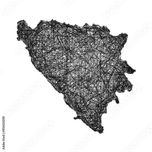 Sketch Bosnia and Herzegovina outline map design