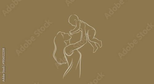 Mother Lifting Baby - Family Bond, Parenting, and Child Development Illustration