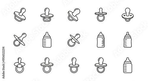 Pacifier and Baby Bottle Icons - Infant Care, Baby Essentials, and Baby Products