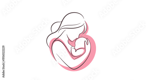 Mother and Baby Hugging Icon - Family Bond, Love, and Parenting Illustration