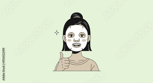 Woman with Face Mask - Skincare, Beauty, and Self-care Routine Illustration