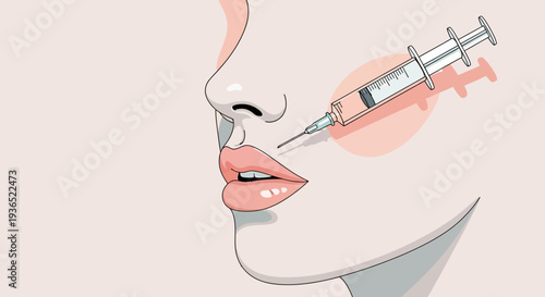 Cosmetic Lip Injection - Skincare, Beauty Treatment, and Aesthetic Procedure Illustration