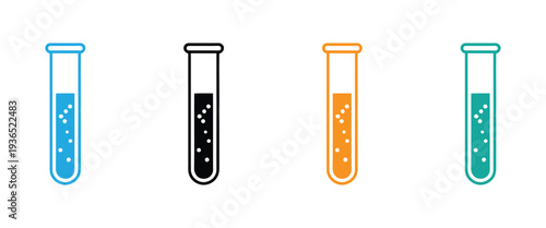 Laboratory test tube icon set. chemistry, and medical design element vector. Test tube icon line. eps 10 vector illustration. 