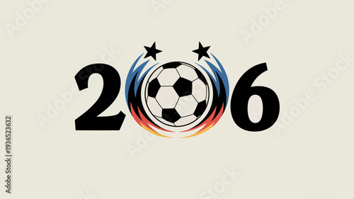 A graphic design featuring a soccer ball and the numbers 2026 likely representing a world cup or championship event high quality professional detailed modern elegant stylish