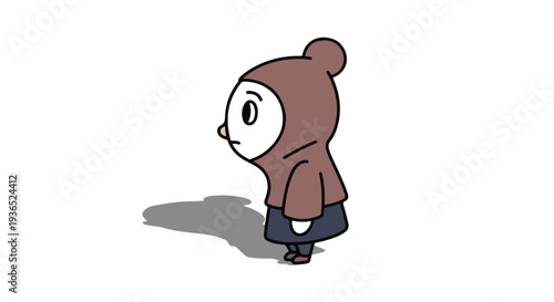 Cartoon character in brown hoodie