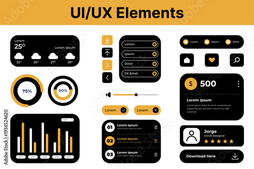 Professional & Modern UI UX Elements Kit for Mobile App and Web Dashboard Design