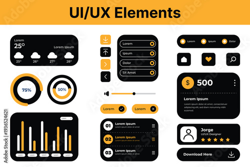 Professional & Modern UI UX Elements Kit for Mobile App and Web Dashboard Design