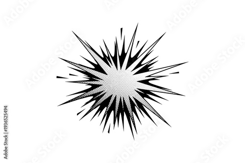 Dynamic explosion burst in vintage pop art comic style