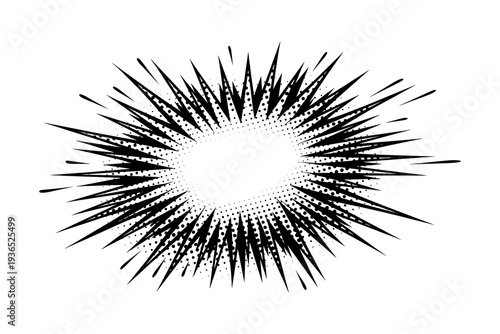 Dynamic comic style burst with halftone effect design