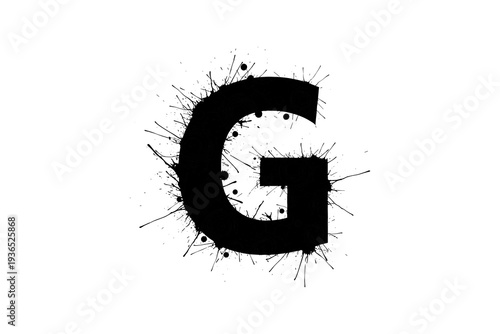 Artistic ink splatter monogram featuring bold letter g