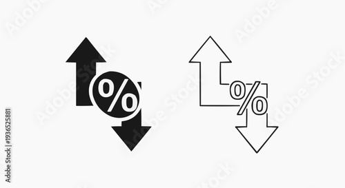 Minimalist percentage arrow icons set for financial growth and market trends.