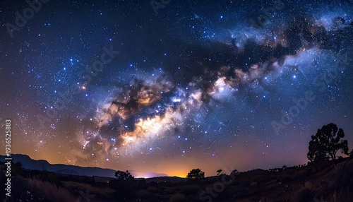 A stunning panoramic view of the Milky Way galaxy at dusk