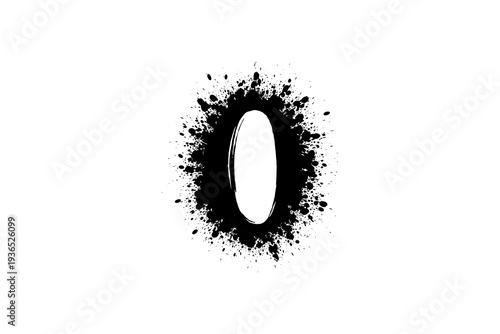 Ink splatter zero: creative grunge monochrome typography design
