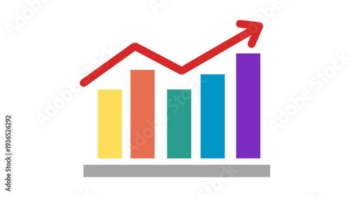 Business Growth Bar Chart with Rising Arrow.