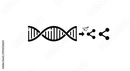 DNA helix transforming into network connections, symbolizing data sharing and evolution