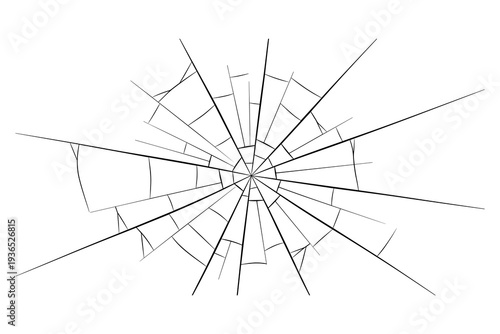Abstract radial geometric burst pattern with fractured lines