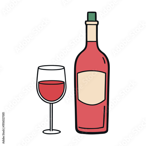 A classic bottle of red wine stands beside a filled glass, capturing a moment of quiet elegance. Rich color, gentle reflections, and a refined atmosphere evoke taste, celebration, and relaxation. 🍷
