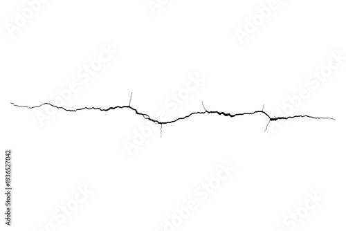 Realistic horizontal crack on a white background