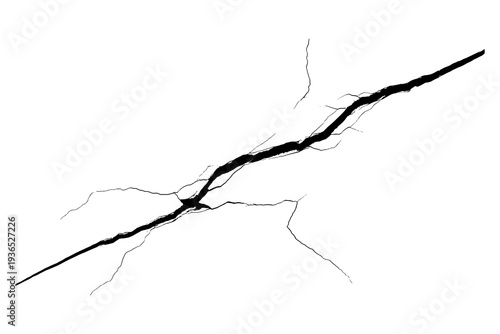 Detailed cracked earth texture with jagged lines on white background