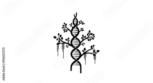 DNA helix transforming into a stylized tree of life, symbolizing growth and heritage.