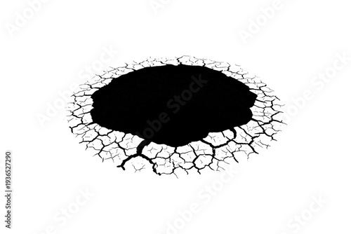Cracked earth pattern: detailed black and white circular design