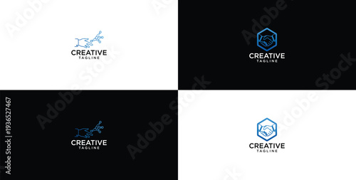 technology deal logo design template elements
