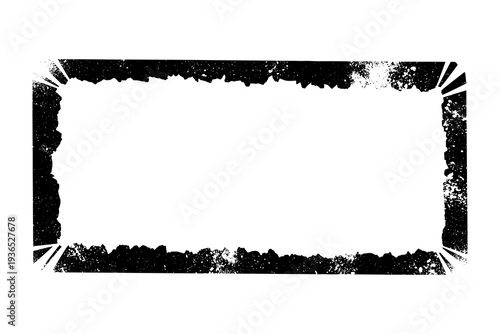 Torn grunge rectangle frame with textured edges for urban designs