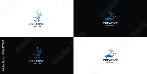 technology deal logo design template elements