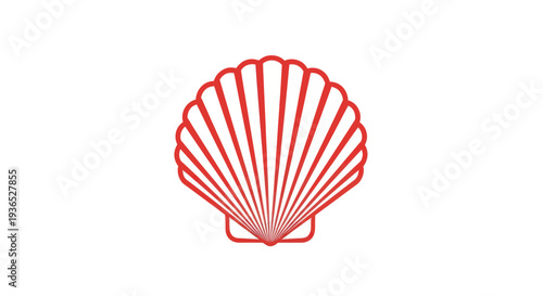 Abstract Red Scallop Shell Icon