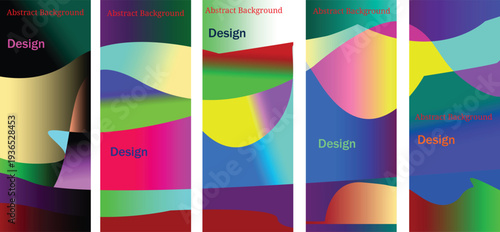 Collection of colorful abstract gradient backgrounds with flowing wave shapes and modern geometric compositions. Creative design templates suitable for posters, banners, social media stories, mobile b