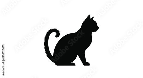 A sleek black cat sits in profile a striking silhouette