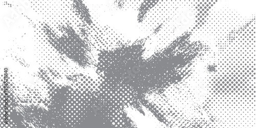 Gray distressed halftone pattern with abstract brush strokes