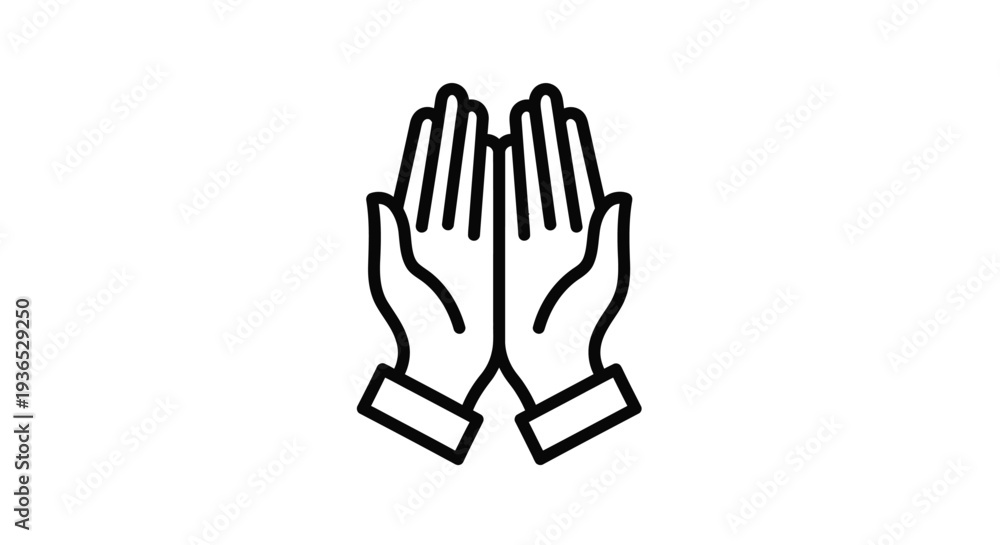 Fototapeta premium Two hands clasped together in a prayerful pose black silhouette