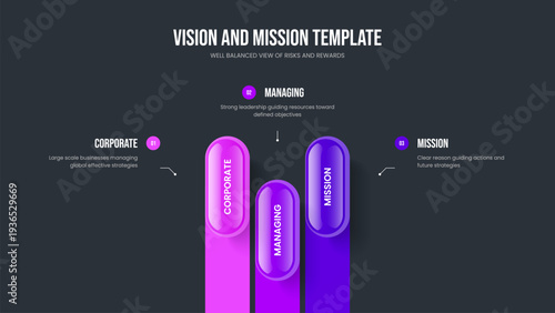 Consulting Review Three Option Diagram Presentation Template. Service Forecast 3 Element Infographic Frame Design. Market Planning Slide Layout Vector Illustration.