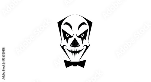 Scary Clown Face Logo, Horror Character, Dark Art, Halloween Icon