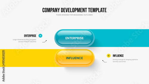 Digital Report Two Step Infographic Frame Design. Visual Forecast 2 Element Diagram Presentation Template. Product Strategy Slide Layout Vector Illustration.