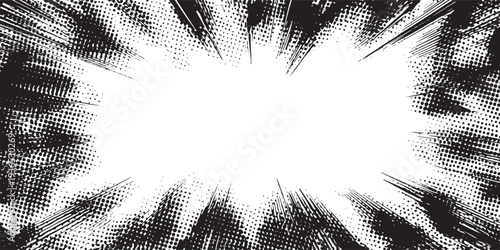 Black and white comic book explosion burst background