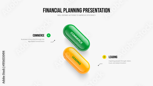Creative Forecast 2 Step Infographic Frame Design. Enterprise Growth Two Element Diagram Slideshow Layout. Business Performance Slide Template Vector Illustration.