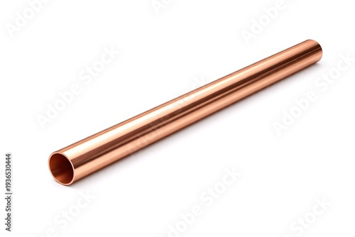 Polished Copper Pipe Isolated on White Background