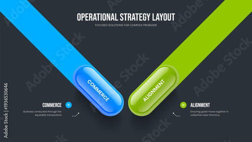 Creative Review Two Step Infographic Slideshow Design. Project Forecast 2 Element Diagram Presentation Template. Sales Proposal Slide Layout Vector Illustration.