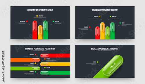 Financial Introduction 3 4 5 1 Option Diagram Presentation Layout Bundle. Advertising Forecast Three Four Five One Element Infographic Slide Template Vector Illustration Set.