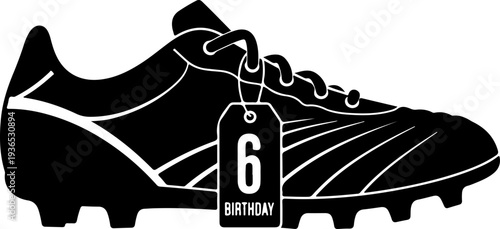 Black soccer cleat icon with birthday tag vector