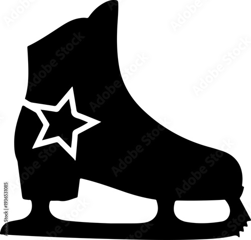 Vector ice skate silhouette with star