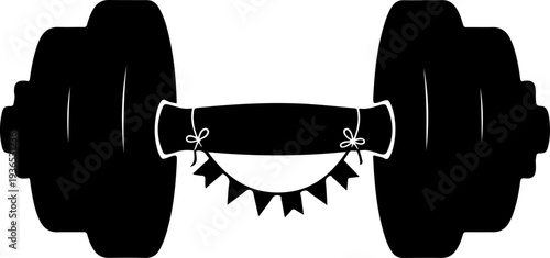 Vector illustration of a dumbbell with party streamers