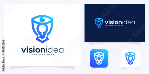 Eye with Shield and Keyhole logo template. Security and Data Privacy Protection vector icon idea.